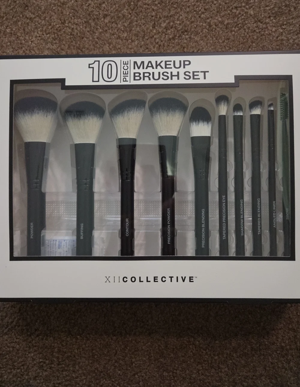 XI Collective 10-Piece Makeup Brush Set - Black & White Bristles